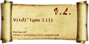 Vitályos Lili névjegykártya
